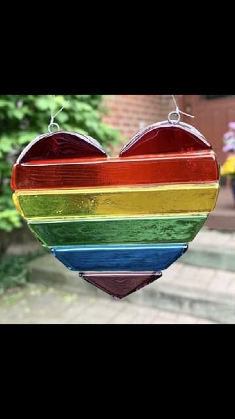🌈 Glass Rainbow Heart Dream Catcher ✨NEW