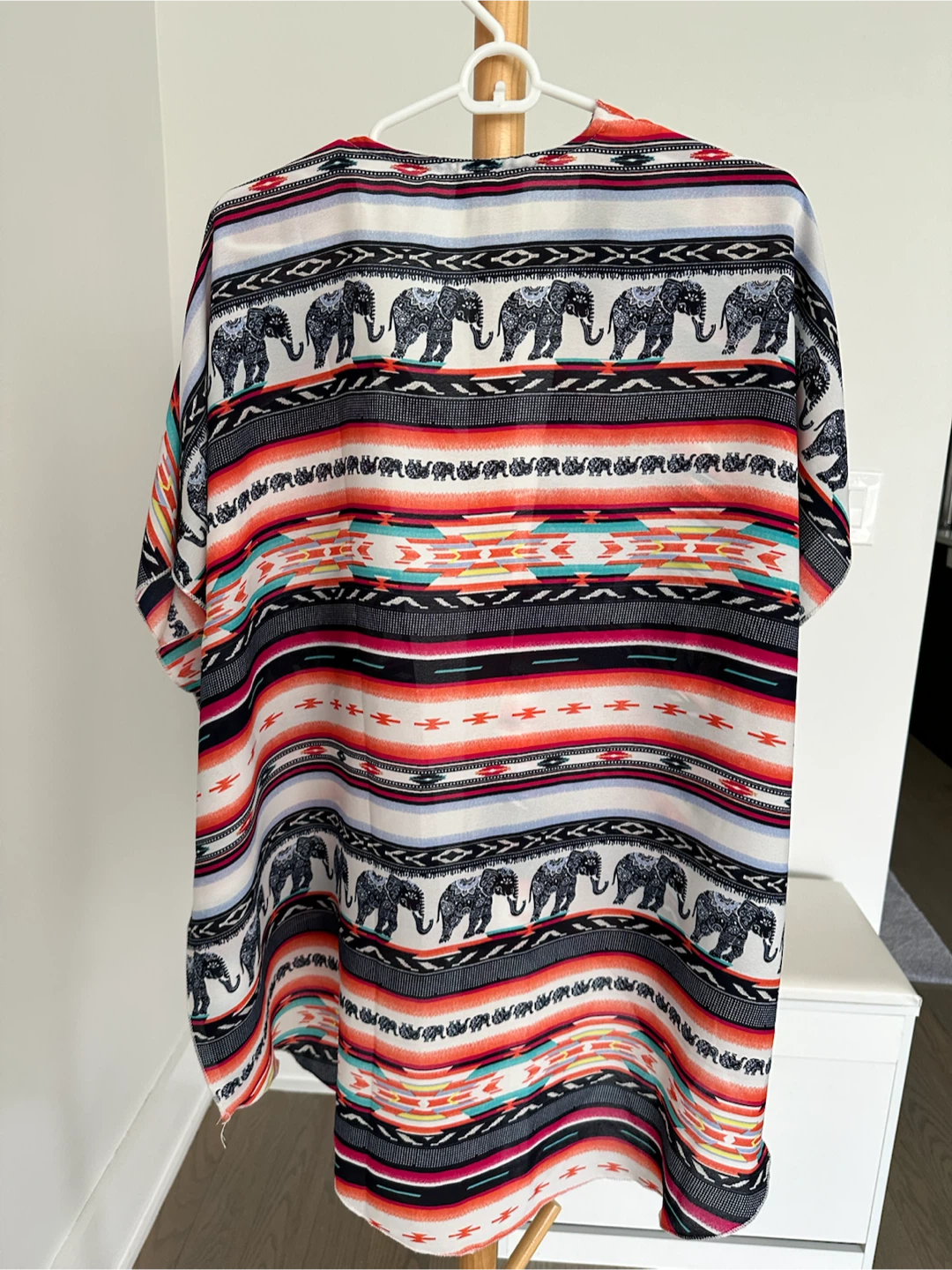 Kimono Open Front Cardigan with Elephant Print - photo 2