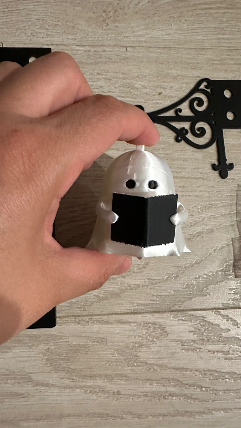 Bookshelf Lantern Light with Ghost Reading a Book - photo 5