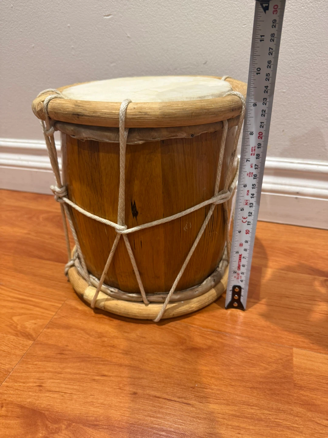 Vintage Hand-Tied Wooden Hand Drum – Cultural Home Decor