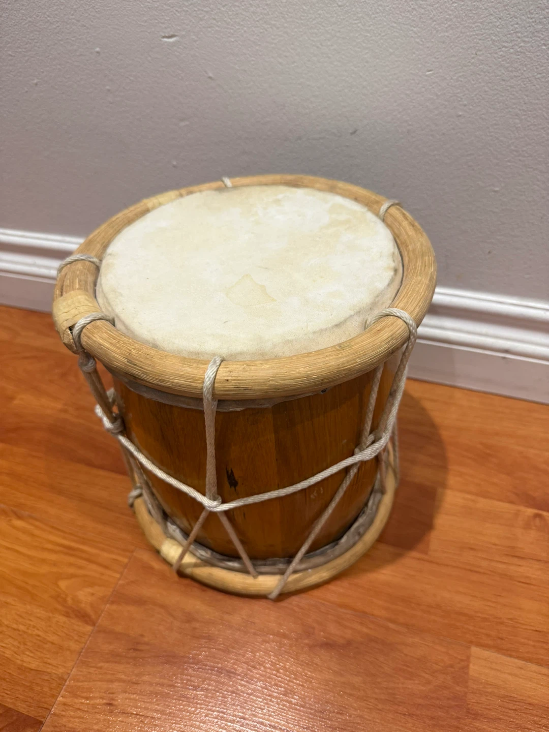 Vintage Hand-Tied Wooden Hand Drum – Cultural Home Decor - photo 2