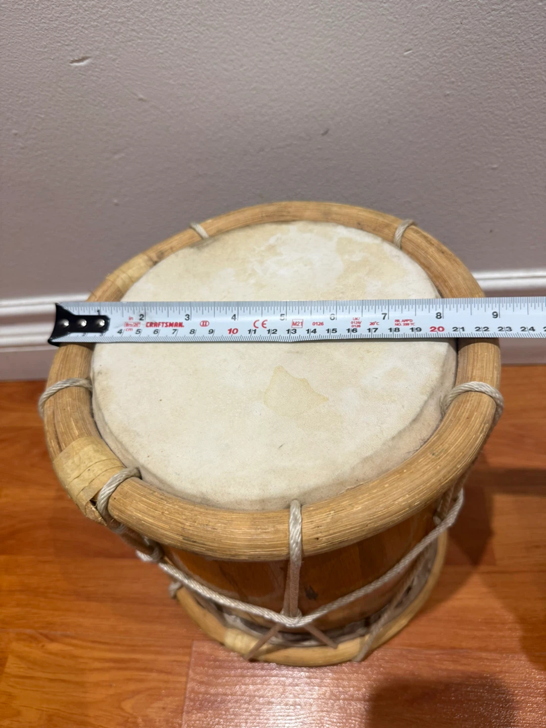 Vintage Hand-Tied Wooden Hand Drum – Cultural Home Decor - photo 3