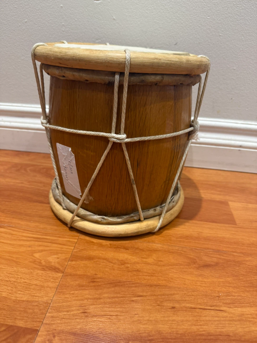 Vintage Hand-Tied Wooden Hand Drum – Cultural Home Decor - photo 4
