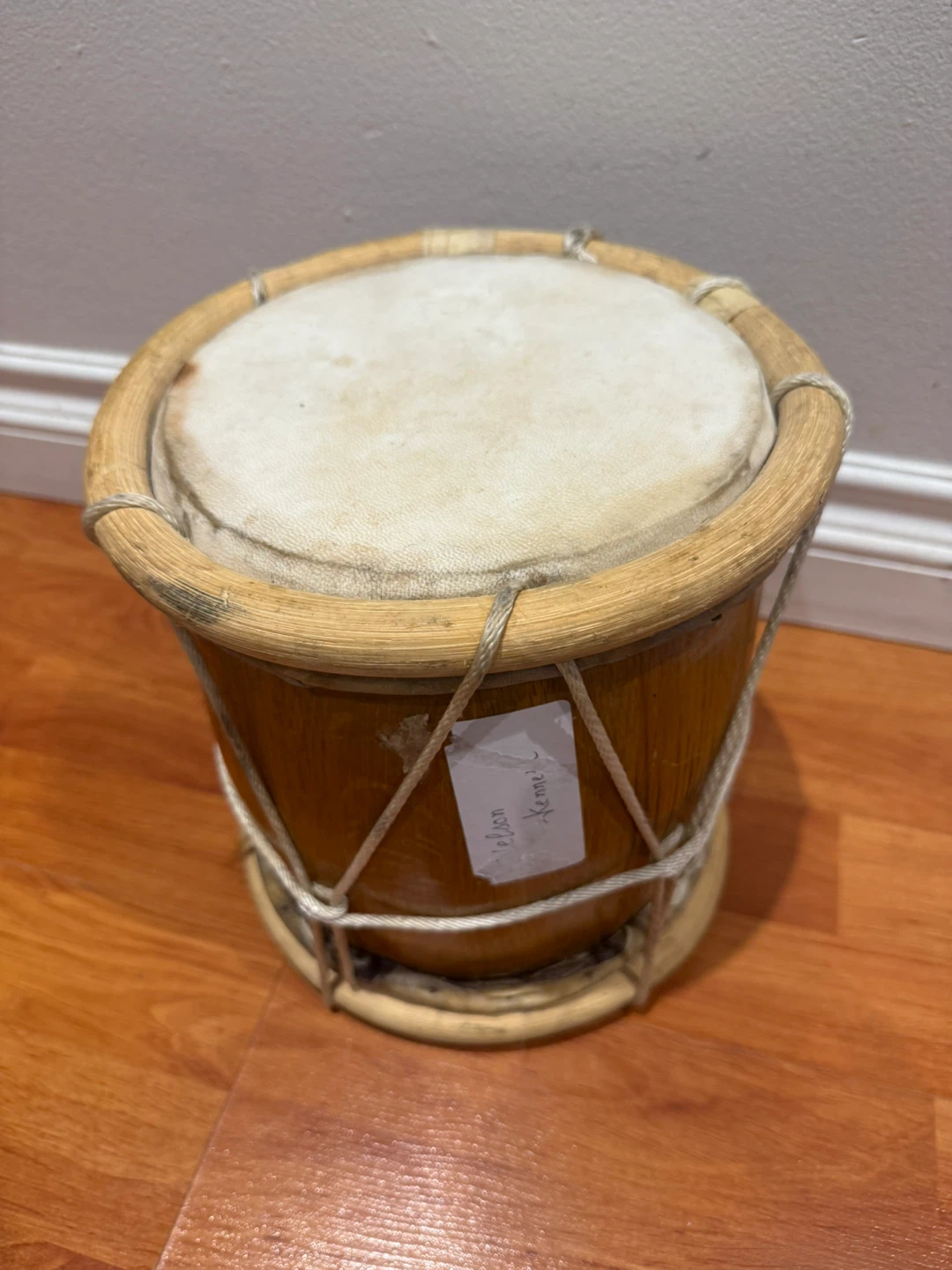 Vintage Hand-Tied Wooden Hand Drum – Cultural Home Decor - photo 5