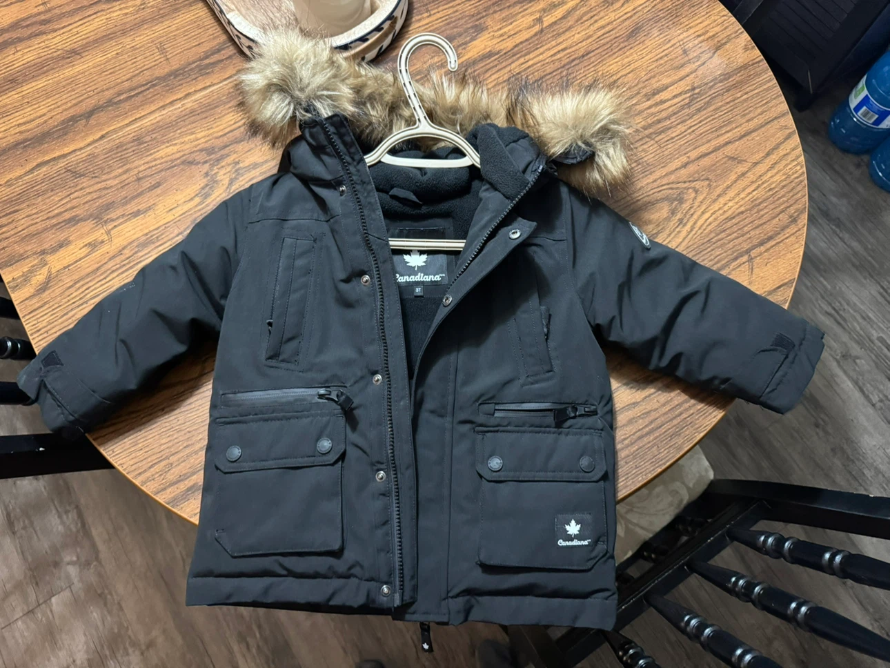 Canadiana Black Winter Parka Jacket