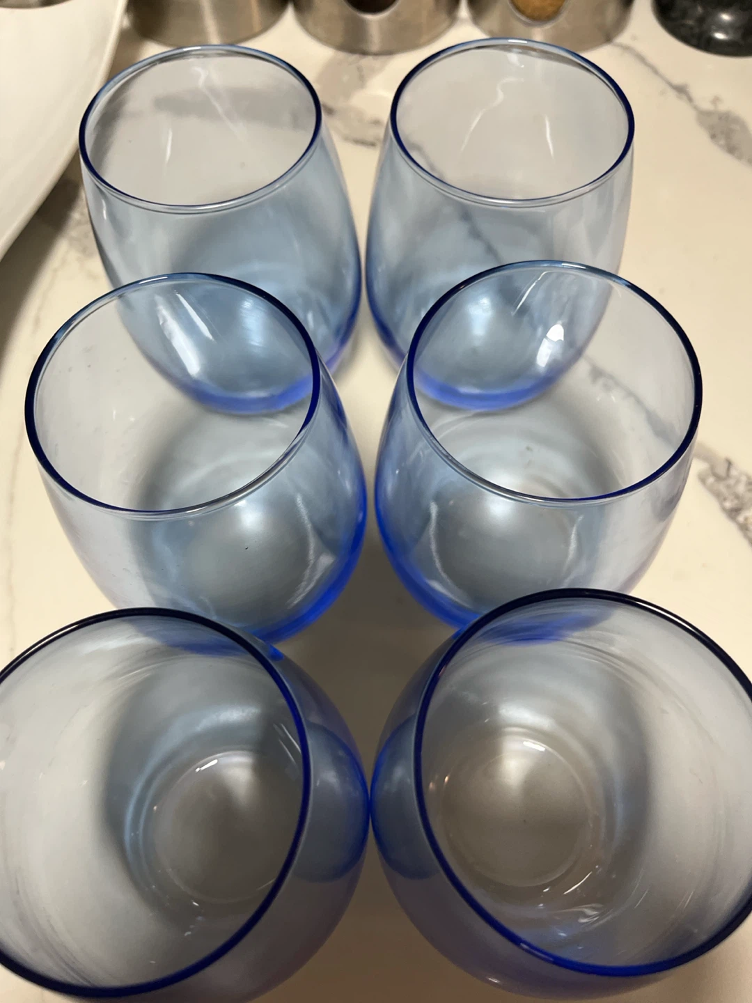 Set of 6 Blue Stemless Wine Glasses - photo 2