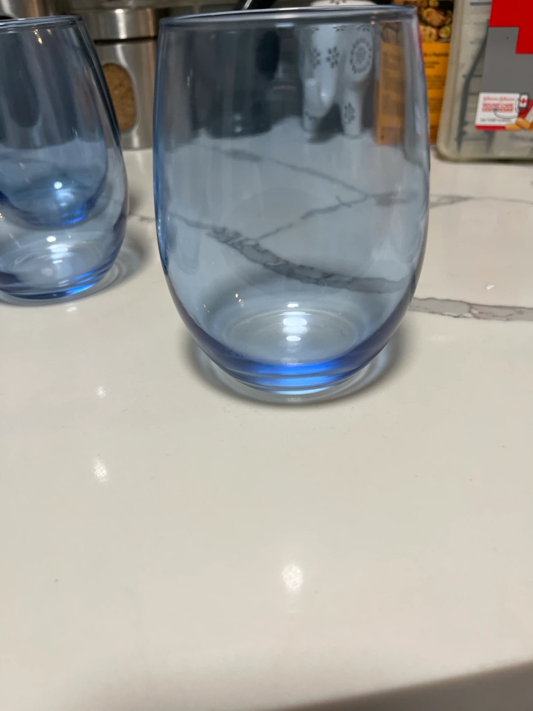 Set of 6 Blue Stemless Wine Glasses - photo 3