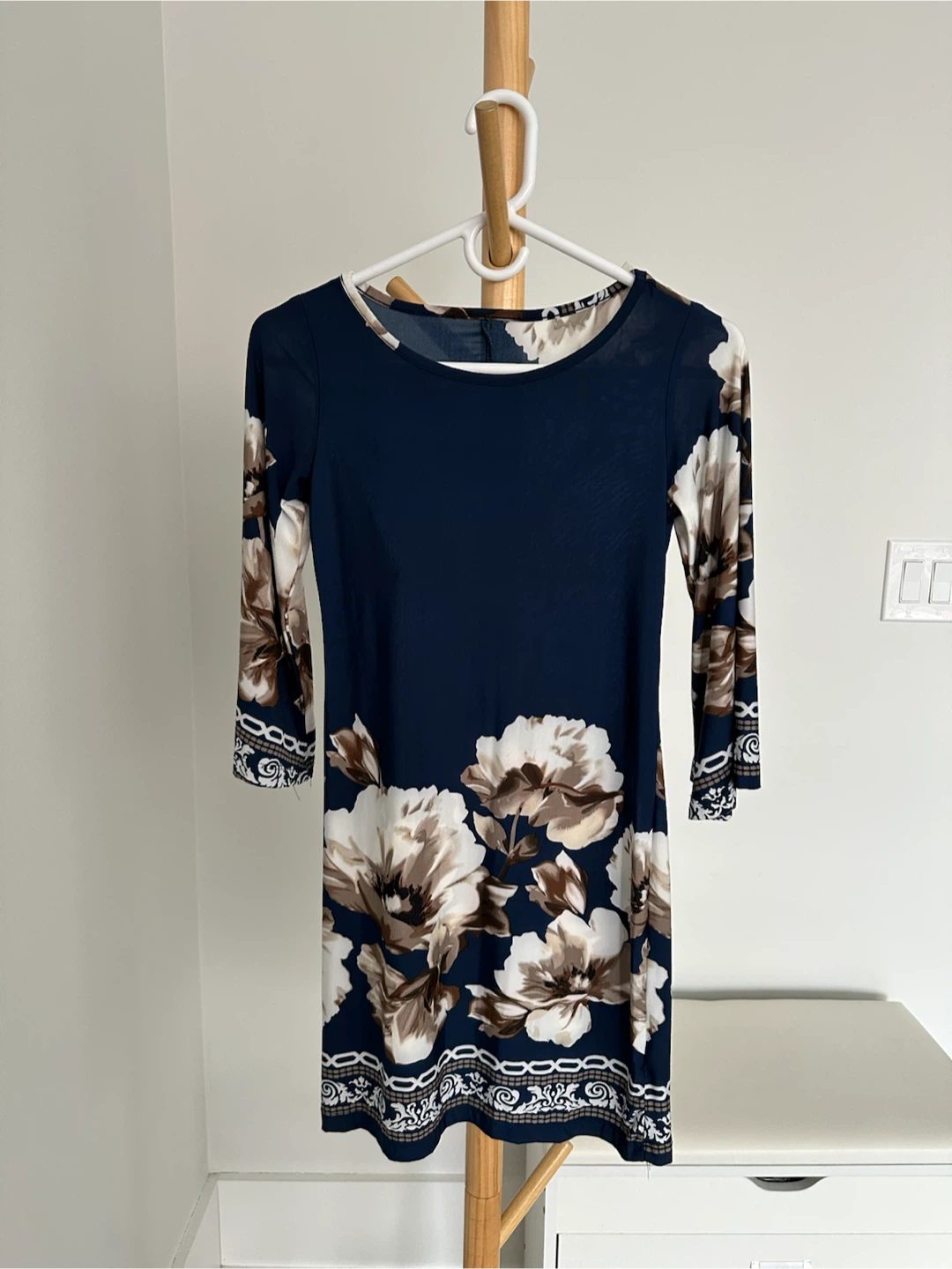 Women's Navy Floral Long Sleeve Dress