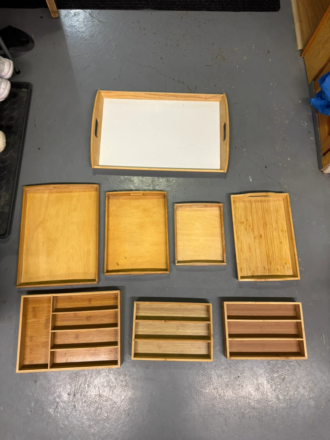 Wooden/Bamboo Serving & Organizer Trays – Set of 8