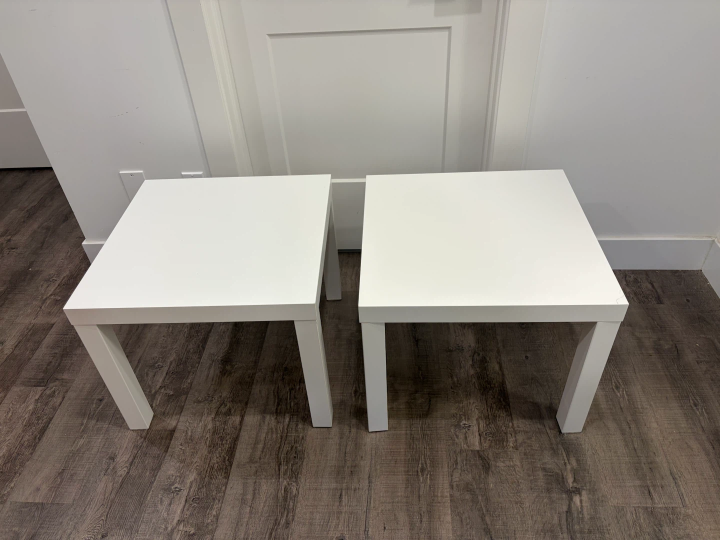 pair of IKEA LACK side tables for $10