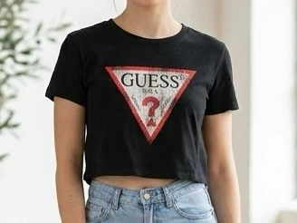 Guess Black Cropped T-Shirt