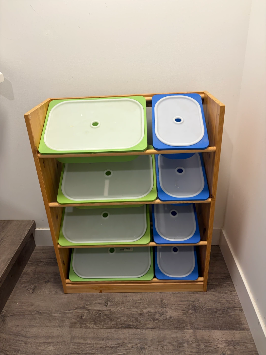 IKEA toy storage with all bins and lids