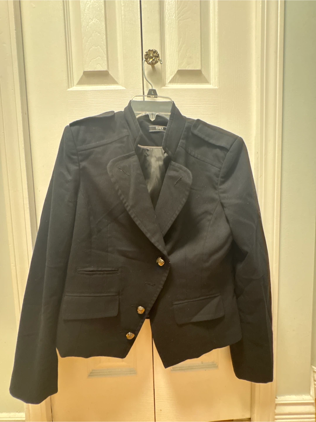 SUZY Black Cropped Military Style Jacket