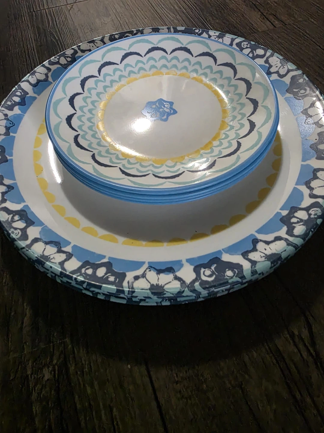 White Dinner Plates with Floral Design