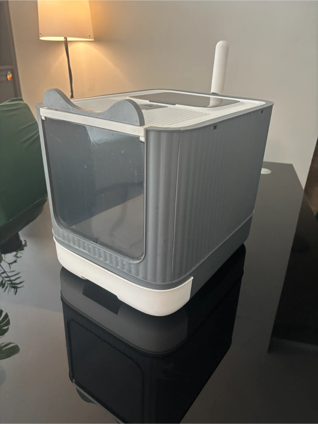 Grey and White Litter Box with Scoop