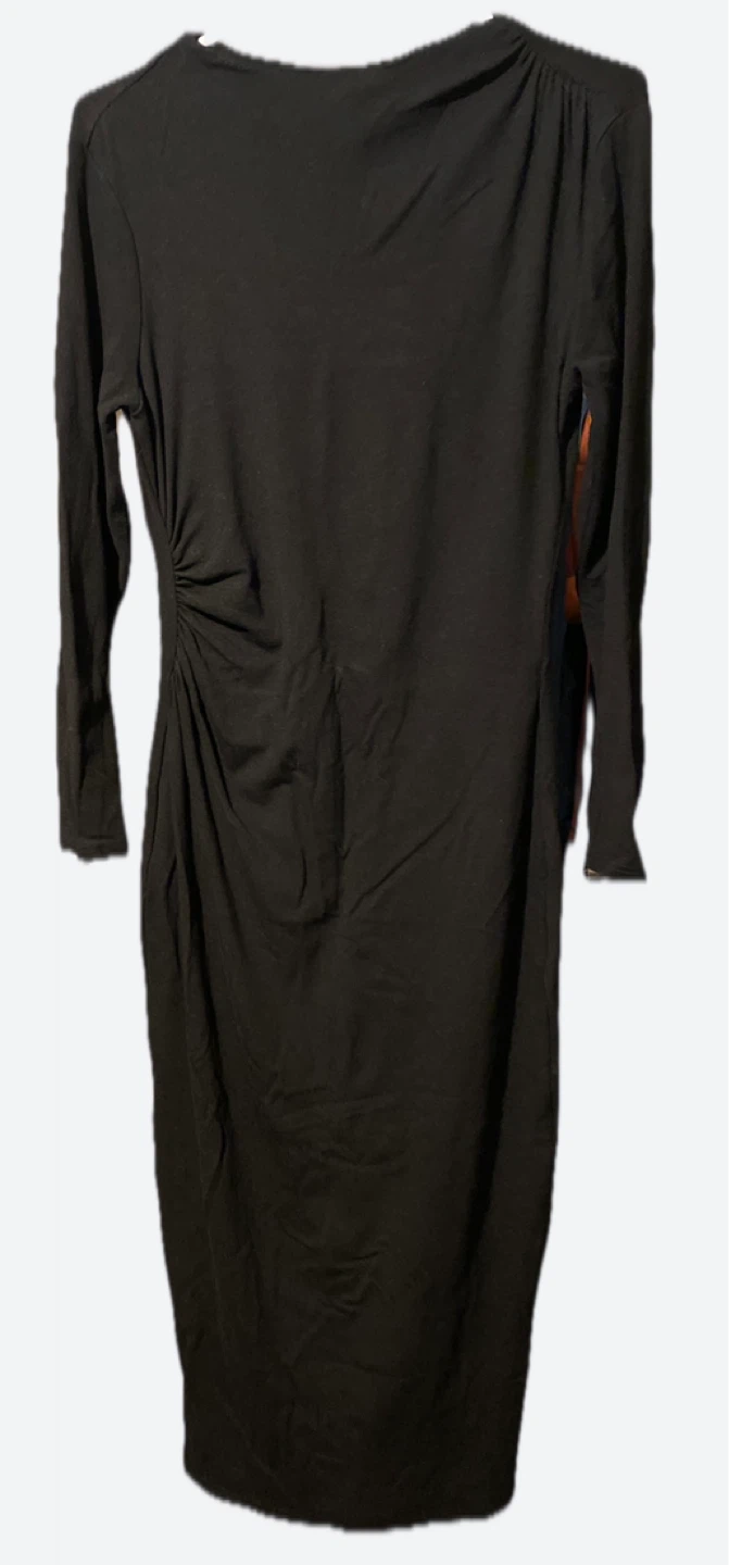 Black Ruched Long Sleeve Dress