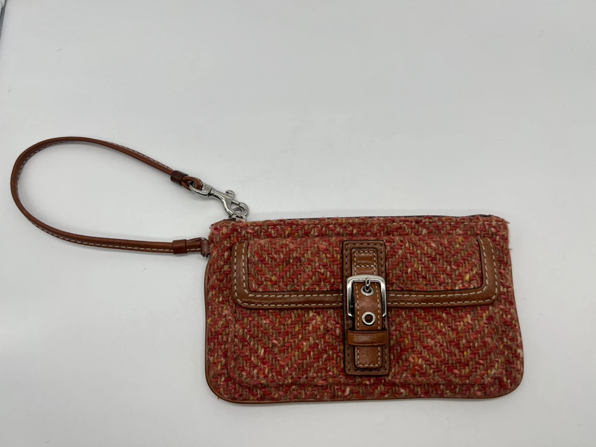 Coach Y2K Tweed Leather Trim Wristlet