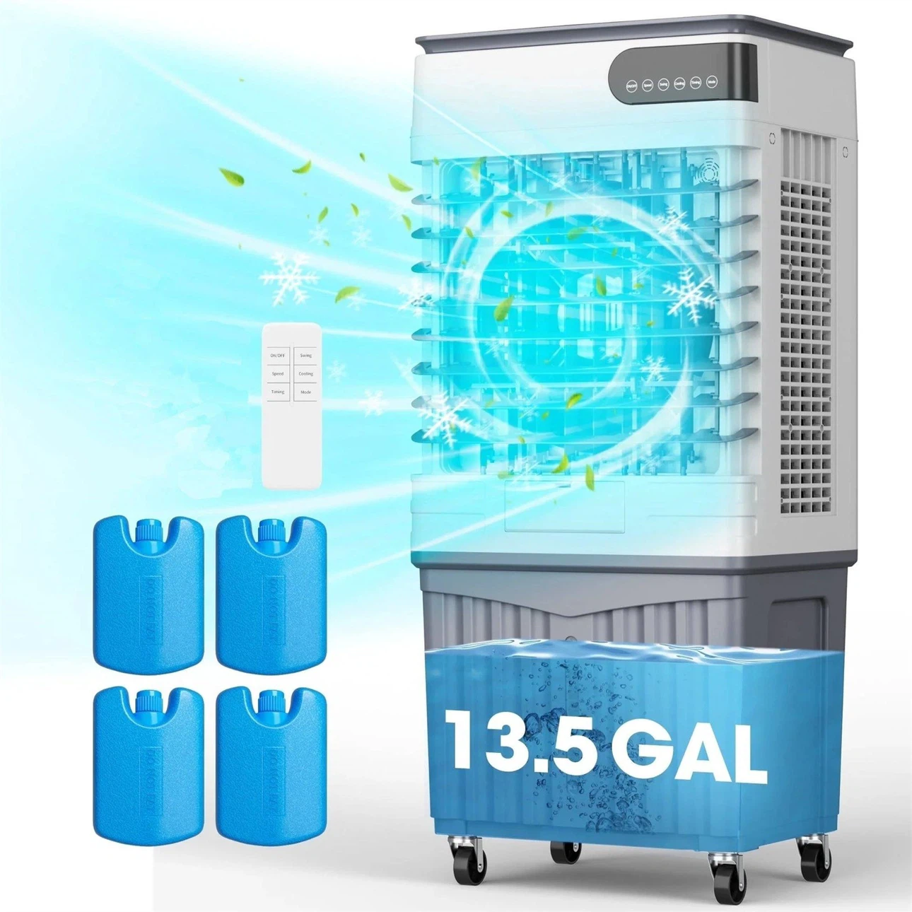 Portable Evaporative Air Cooler Fan with Ice Packs