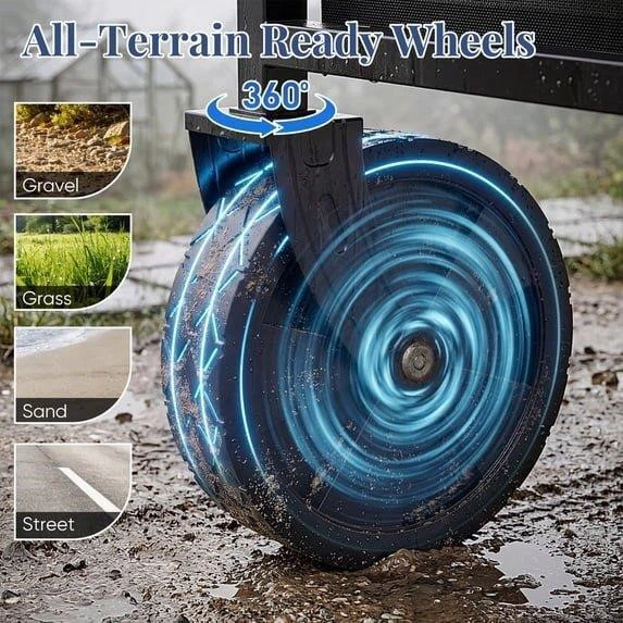 Blue Folding Outdoor Wagon Cart with All-Terrain Wheels - photo 3