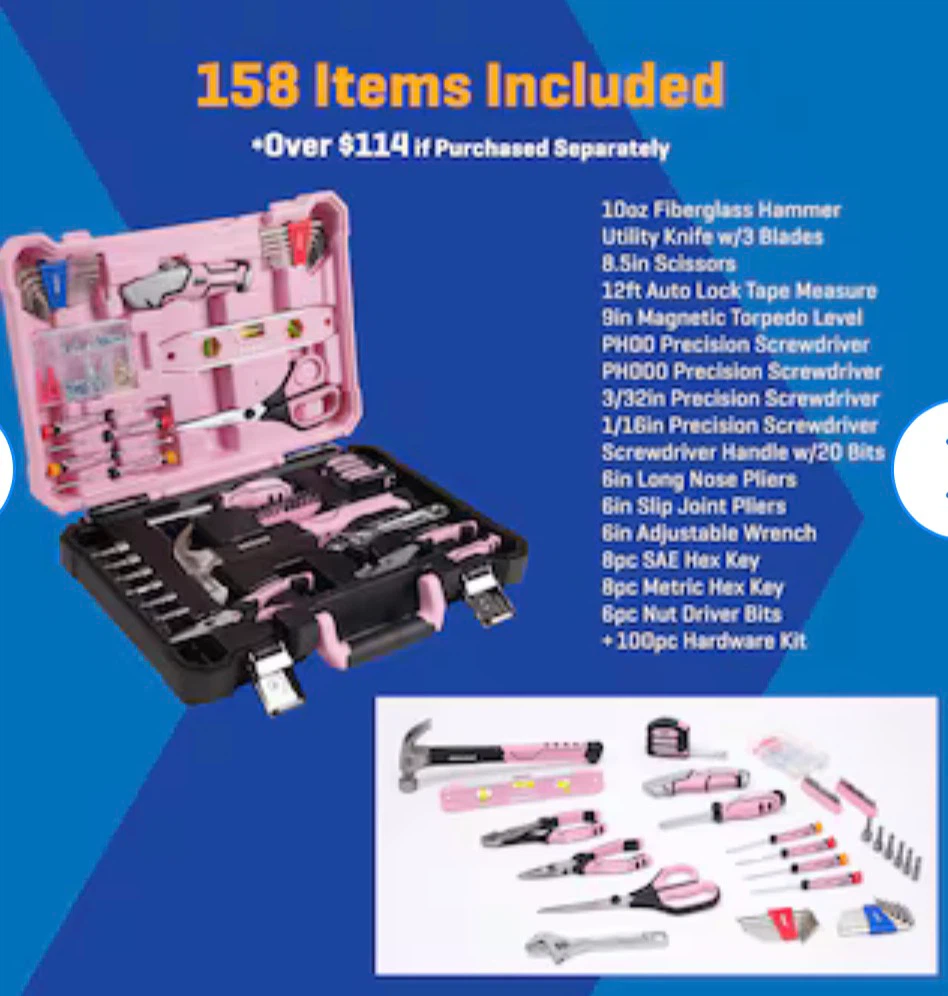 Kobalt 158-Piece Pink Household Tool Set with Case - photo 3