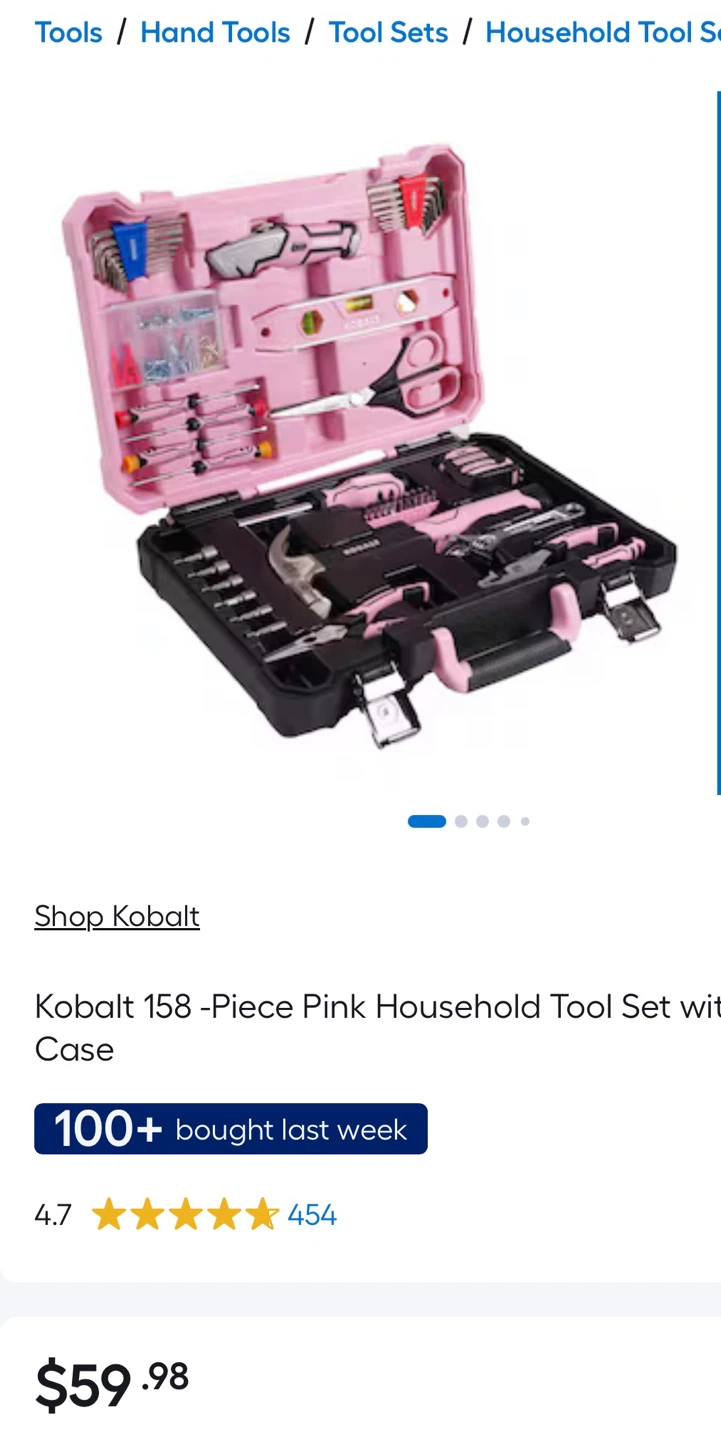 Kobalt 158-Piece Pink Household Tool Set with Case - photo 5