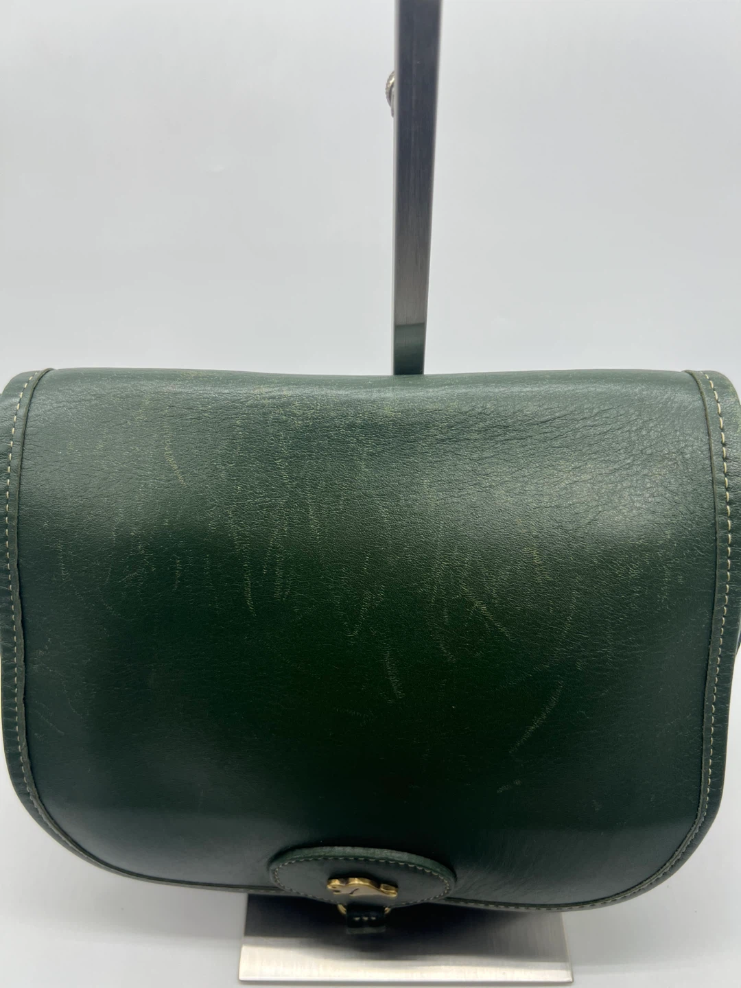 ROOTS VTG Y2K Forest Green Smooth Leather Saddle Crossbody Bag - photo 2