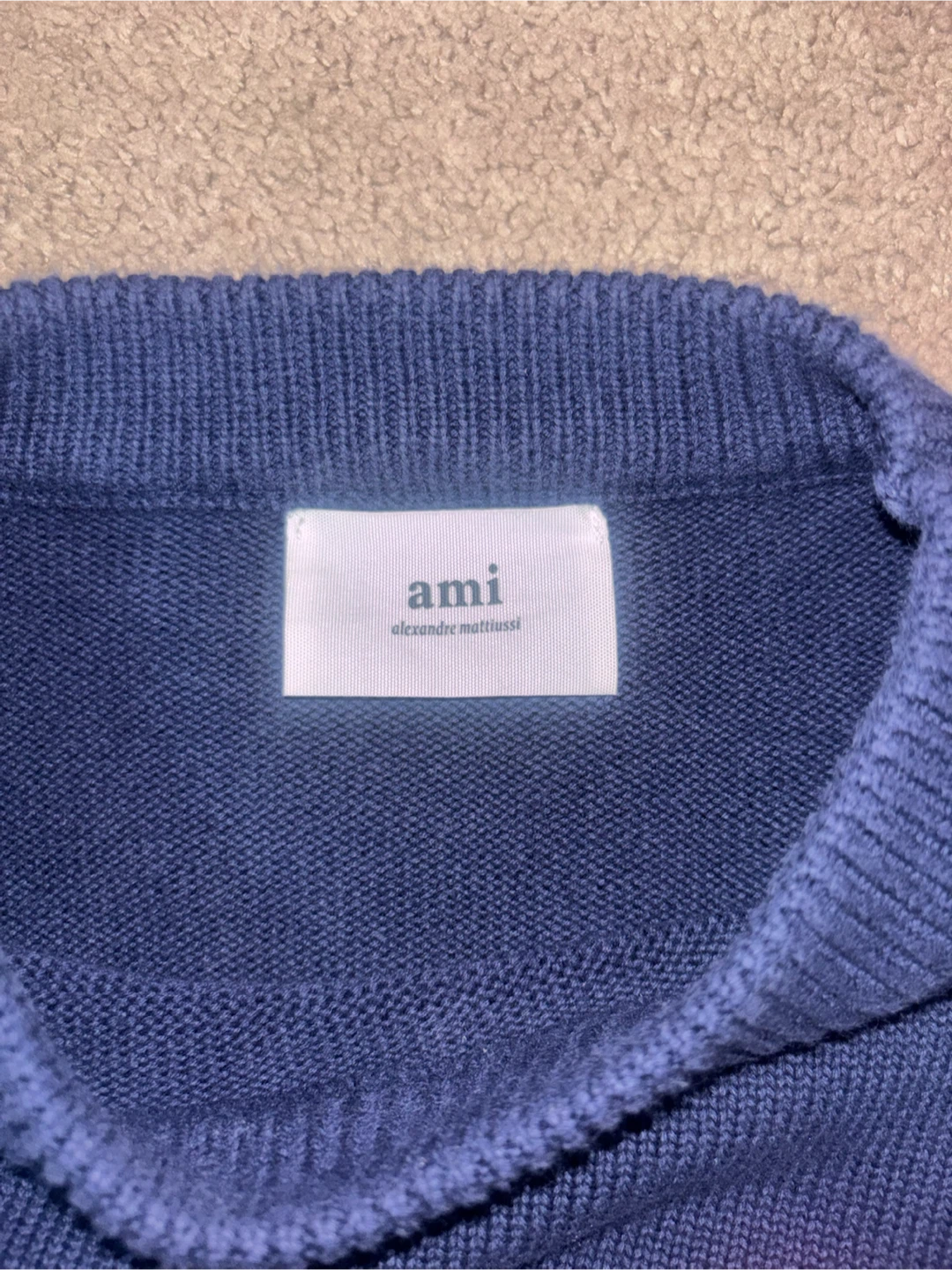 AMI Alexandre Mattiussi Navy Sweater with Red Heart Logo - photo 2