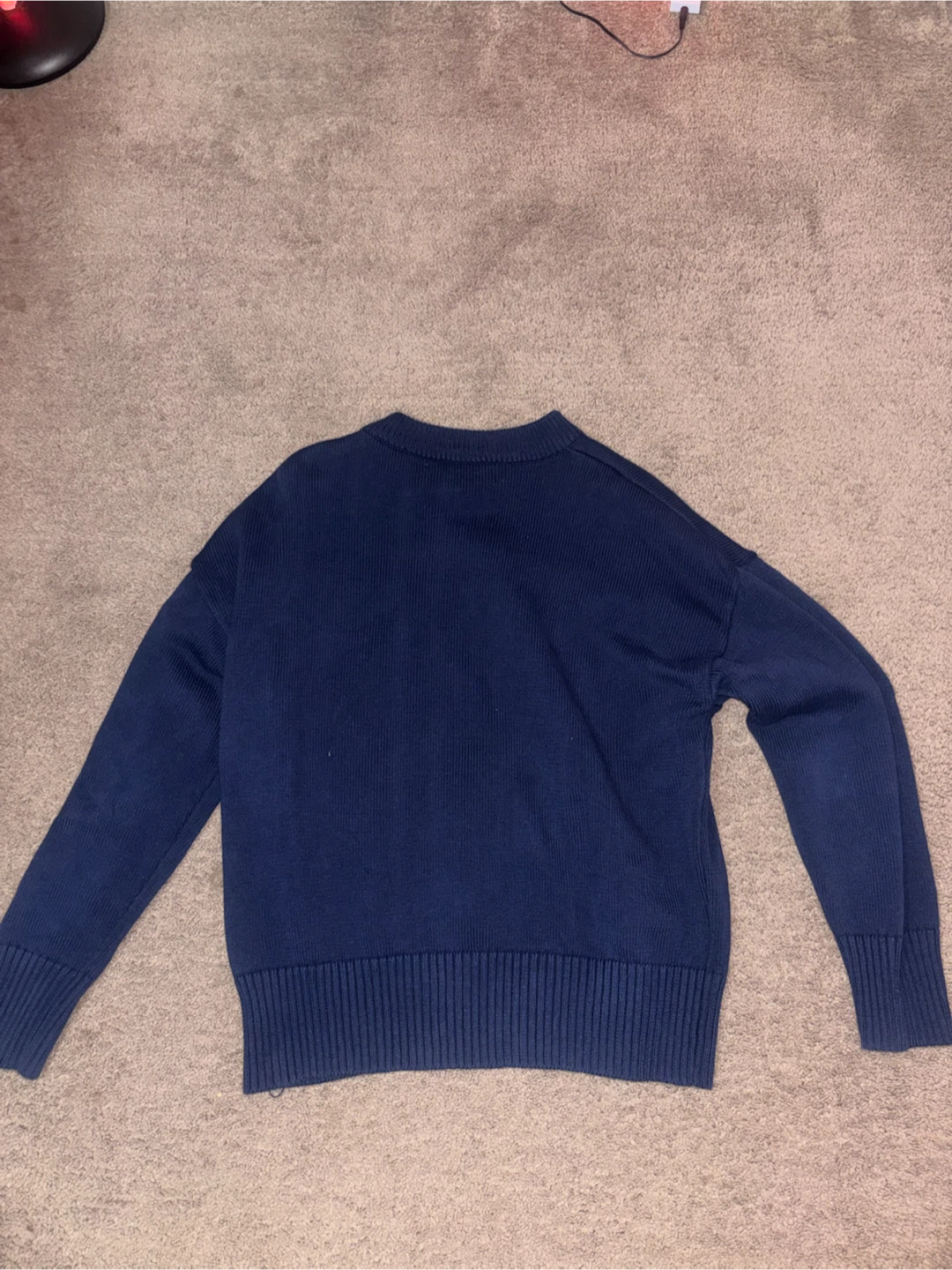 AMI Alexandre Mattiussi Navy Sweater with Red Heart Logo - photo 3