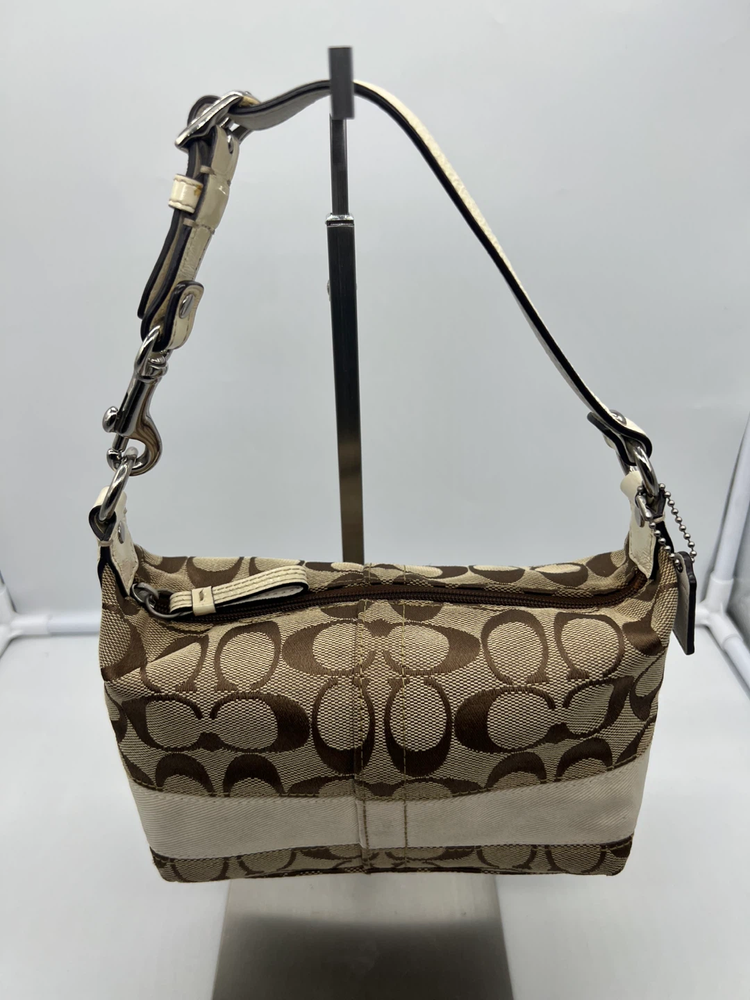 COACH F40024 Y2K Hamptons Demi Sig Stripe Canvas Mini Hobo Pouch