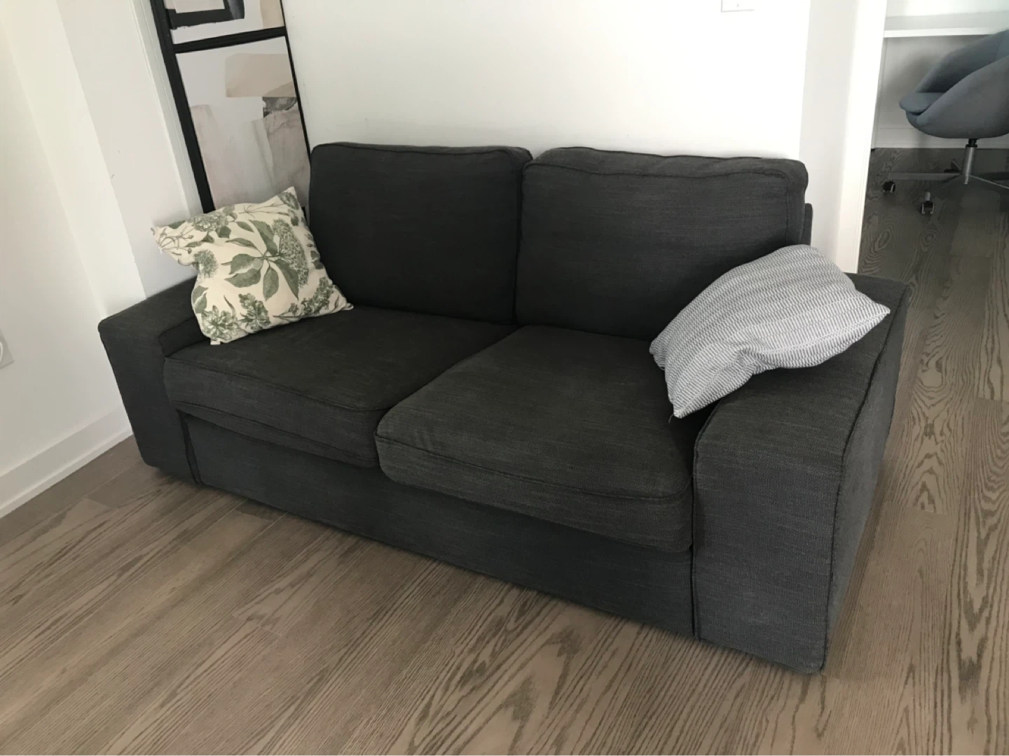 Dark Grey Sofa with Pillows - photo 2