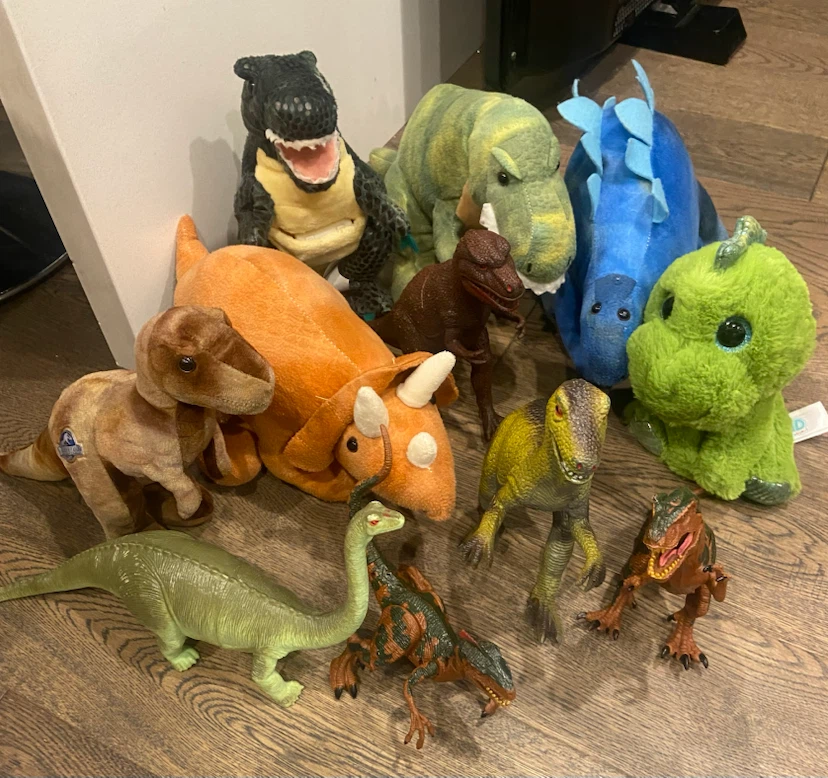Mixed Lot of Dinosaur Plush and Plastic Toys