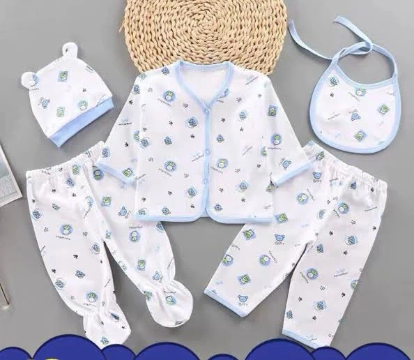 Baby Clothes Set - Blue Ribbed Onesie and Shorts