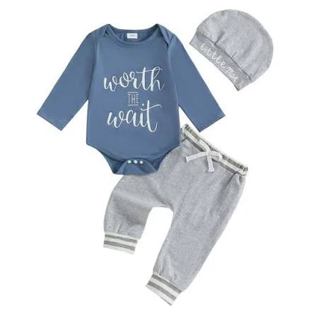 Baby Clothes Set - Blue Ribbed Onesie and Shorts - photo 2