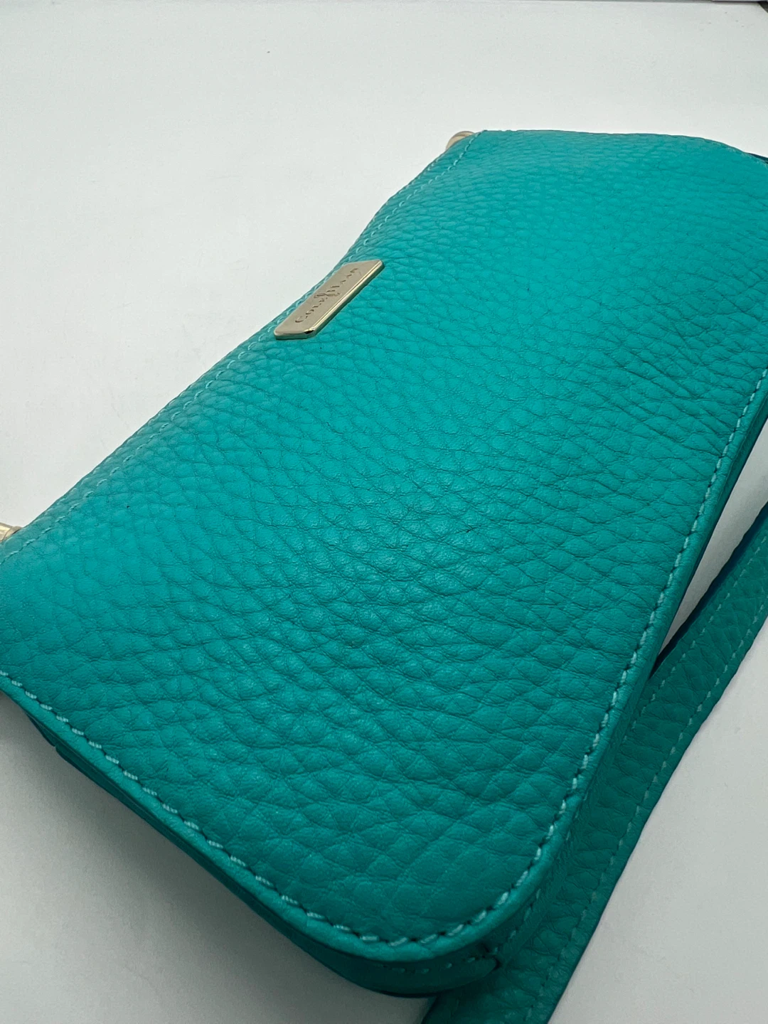 COLE HAAN Turquoise Blue Pebble Leather Small Chain CrossbodyBag - photo 3