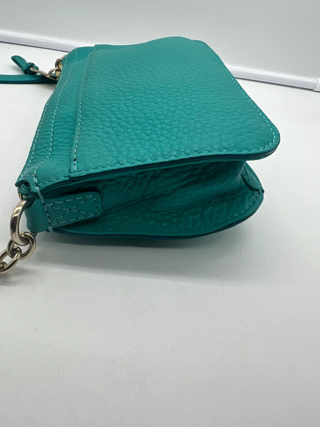 COLE HAAN Turquoise Blue Pebble Leather Small Chain CrossbodyBag - photo 4