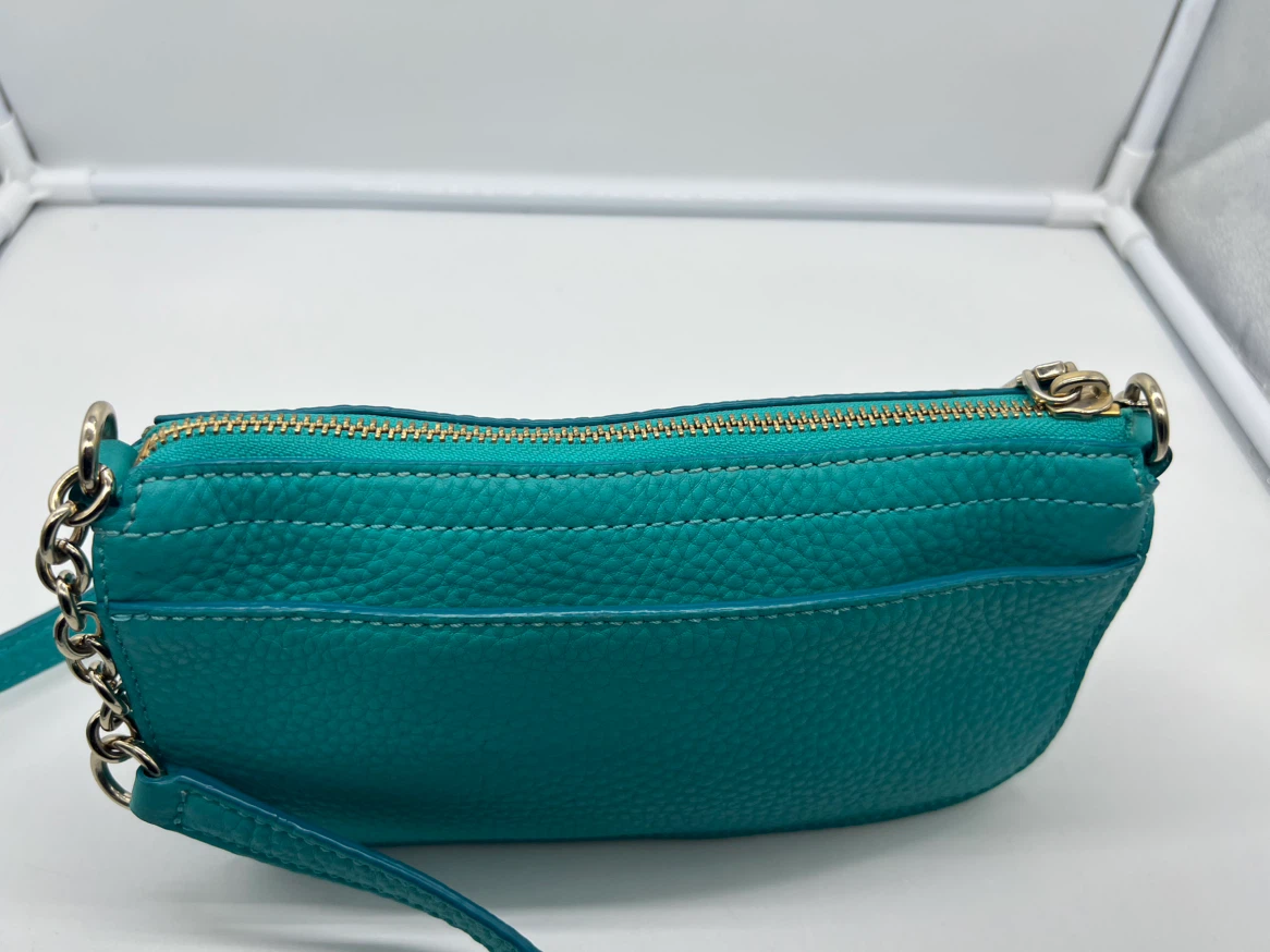 COLE HAAN Turquoise Blue Pebble Leather Small Chain CrossbodyBag - photo 5