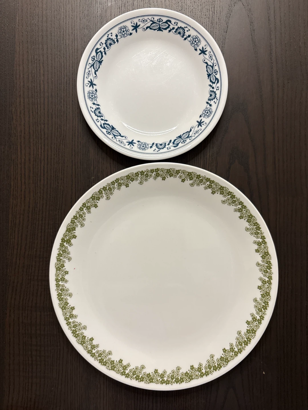 Corelle Plates (2) - Green Floral & Blue Floral Patterns