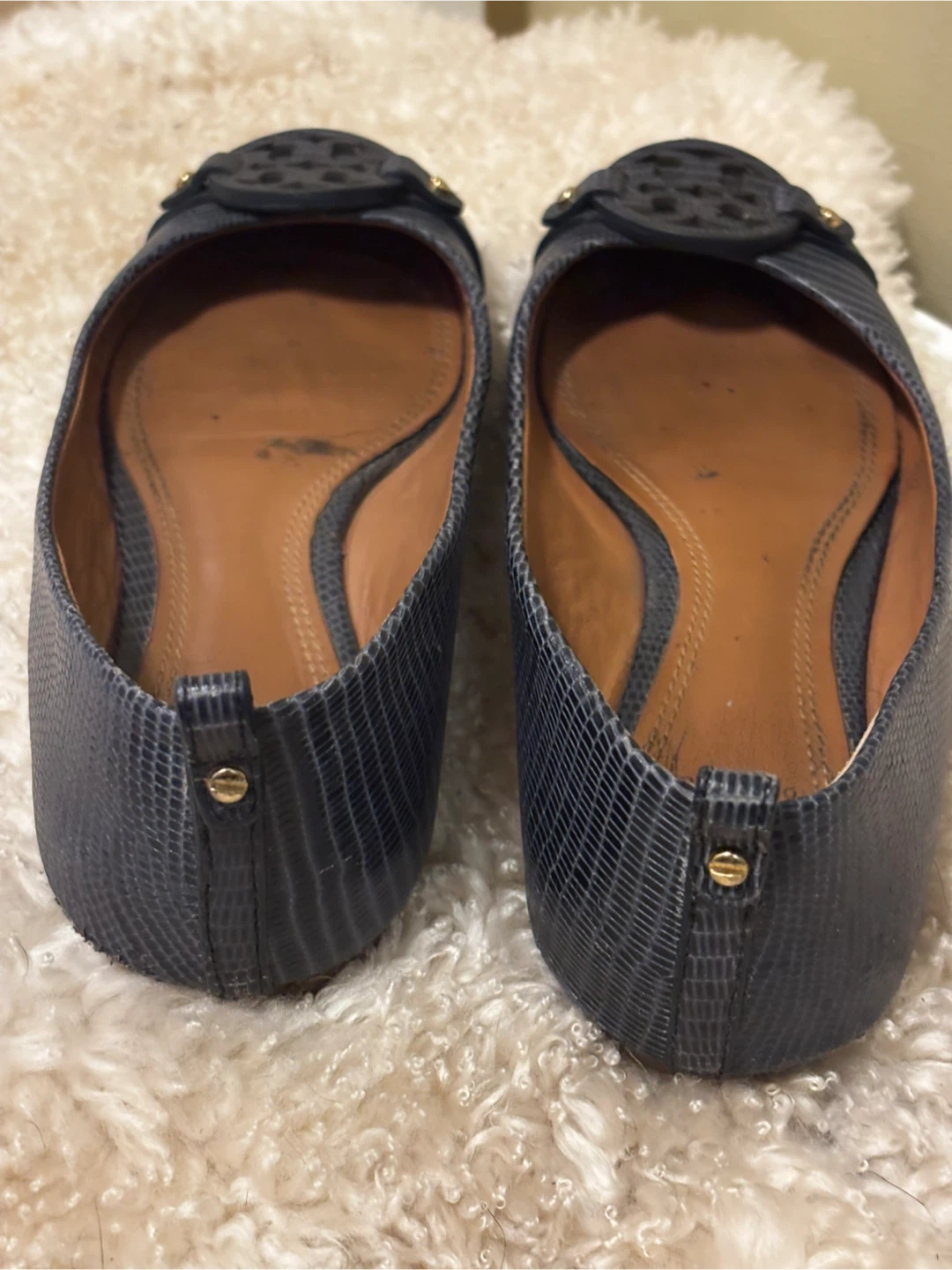Tory Burch Navy Lizard Print Ballet Flats - photo 3