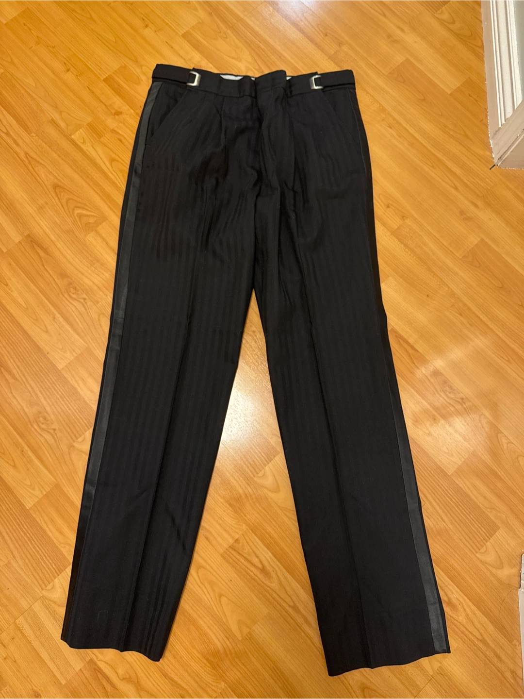 Christian Dior Black Tuxedo Pants with Satin Stripe