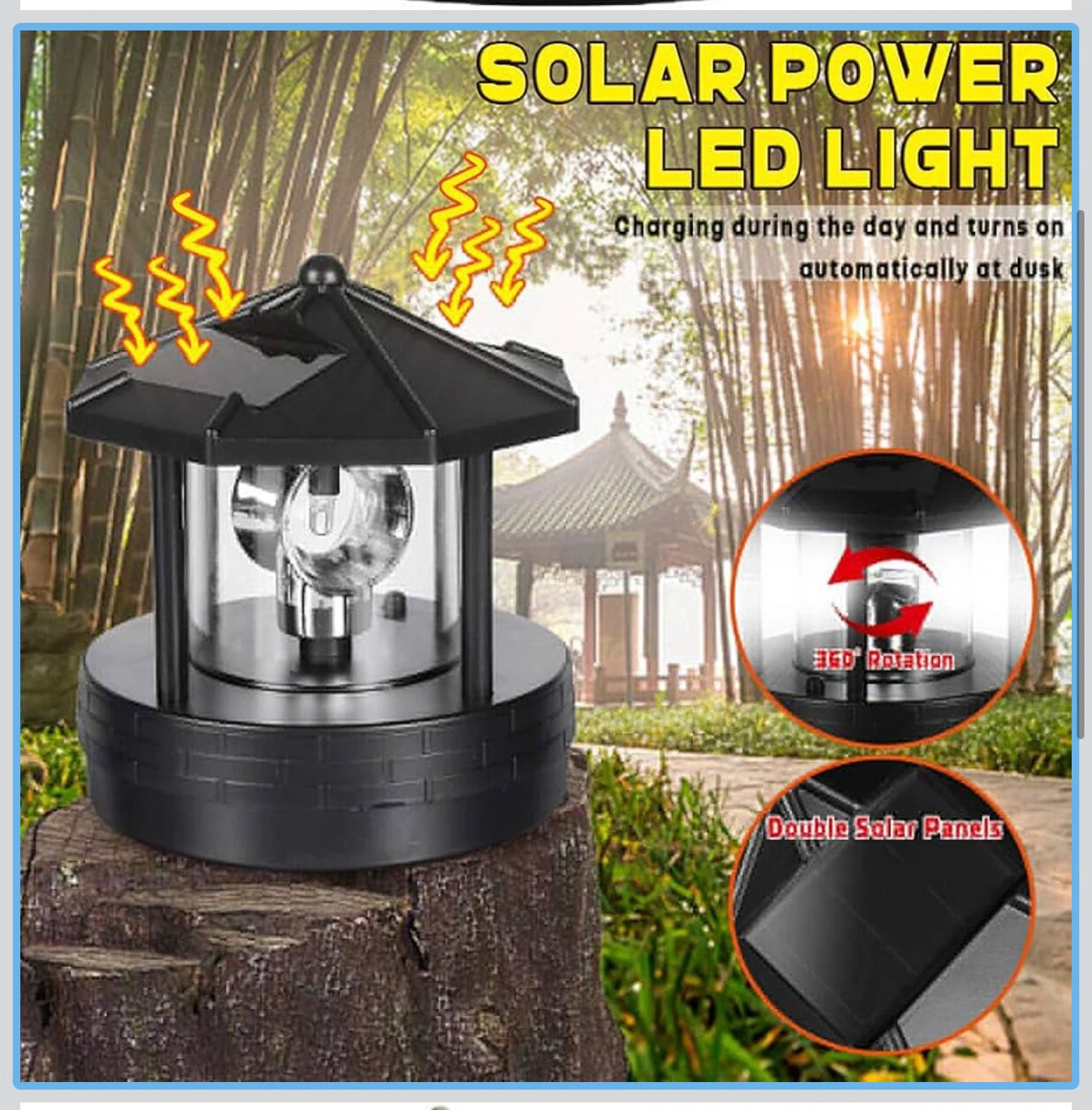 Solar powered led Rotating lighthouse light - photo 4