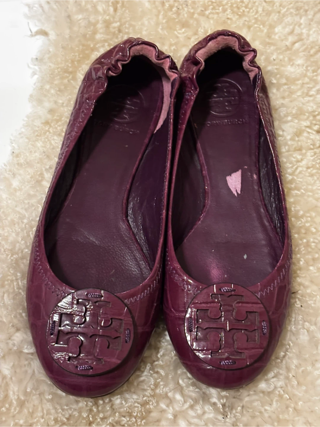 Tory Burch Purple Croc Embossed Ballet Flats - photo 3