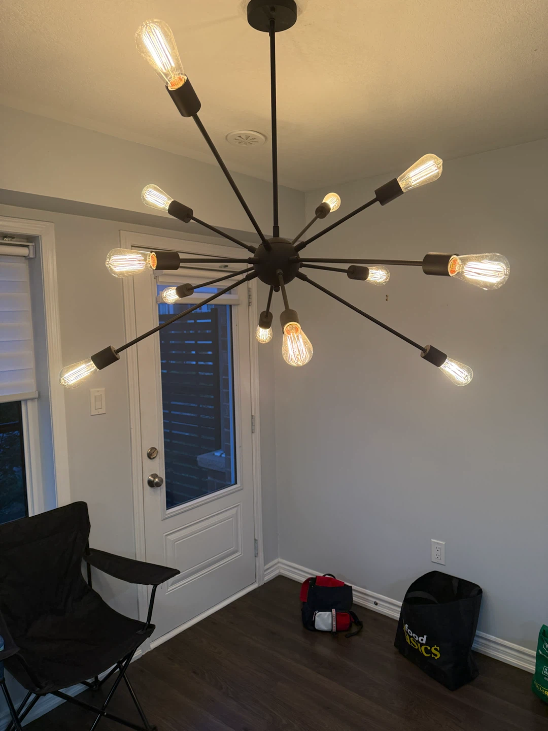 Modern Black 12-Light Sputnik Chandelier + Bulbs – - photo 2