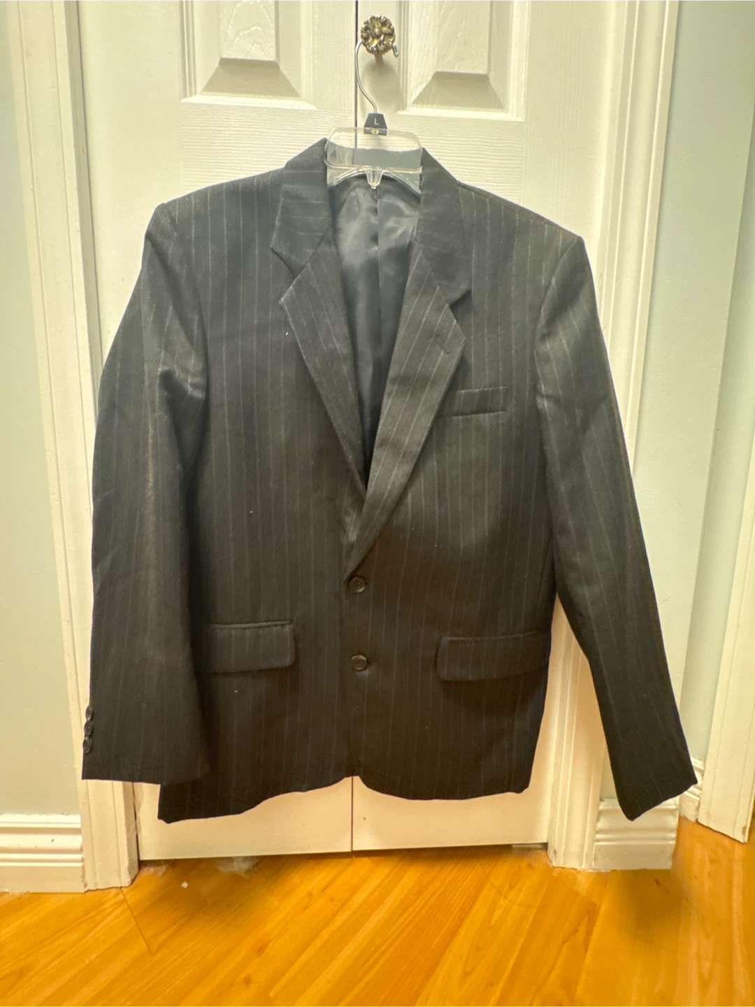 Massino Men's Black Pinstripe Suit Jacket