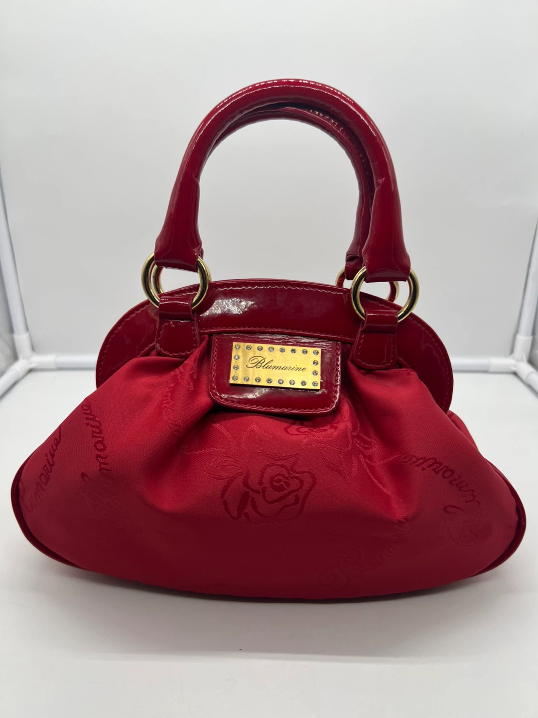 Blumarine Red Monogram Top Handle Bag