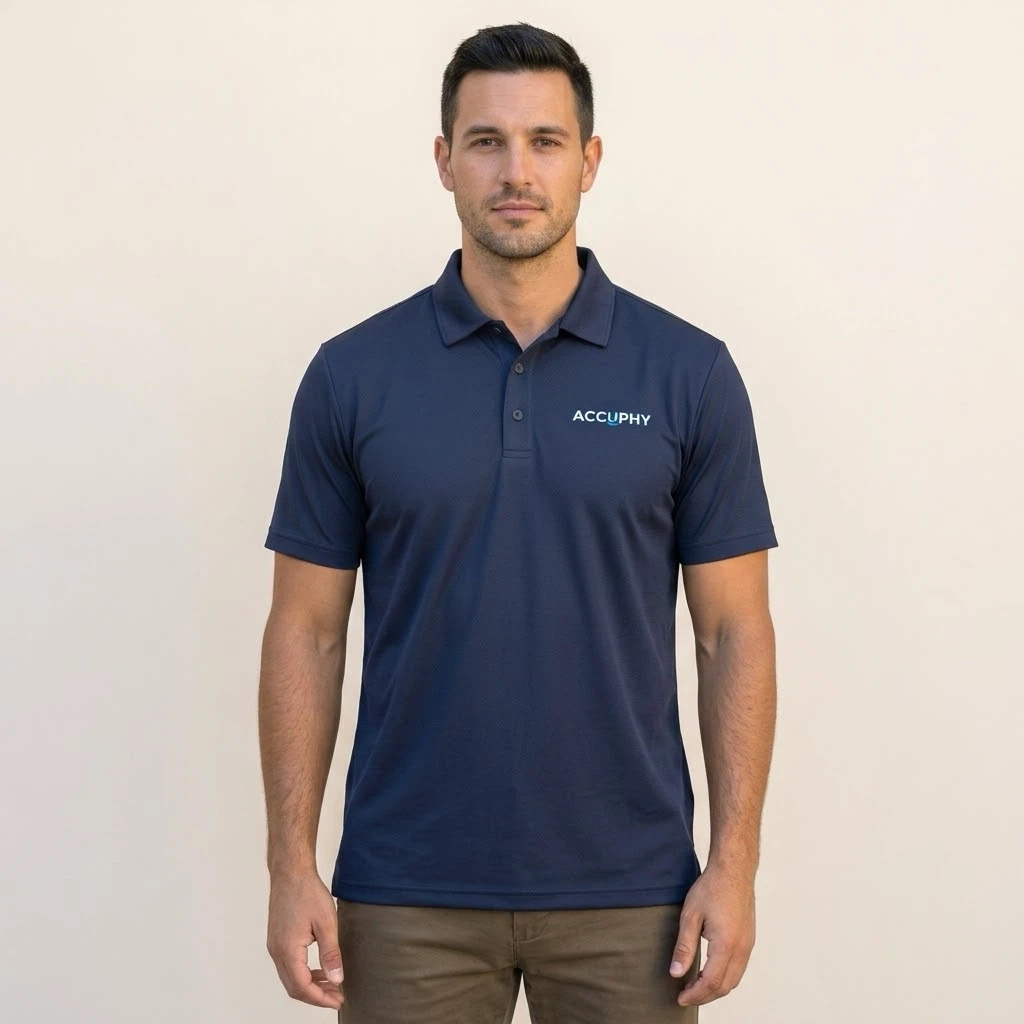 Accuphy Navy Blue Short Sleeve Breathable Golf Polo Shirt XL