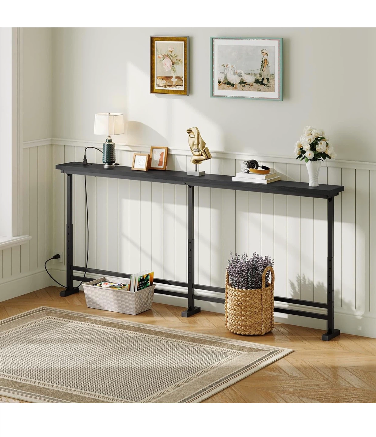 YATINEY 200cm Console Table - Black, Adjustable Height 200 - photo 5