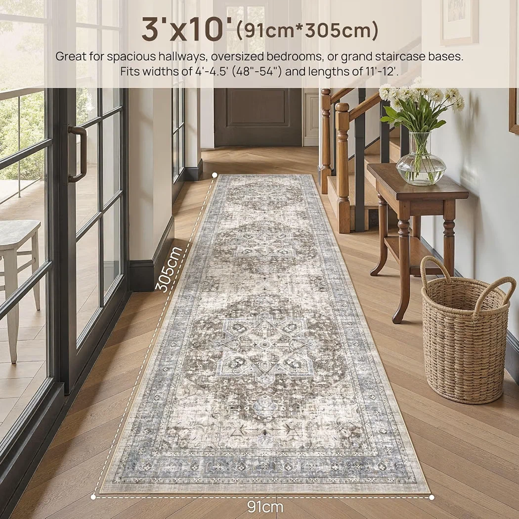 3'x10' Vintage Medallion Runner Rug