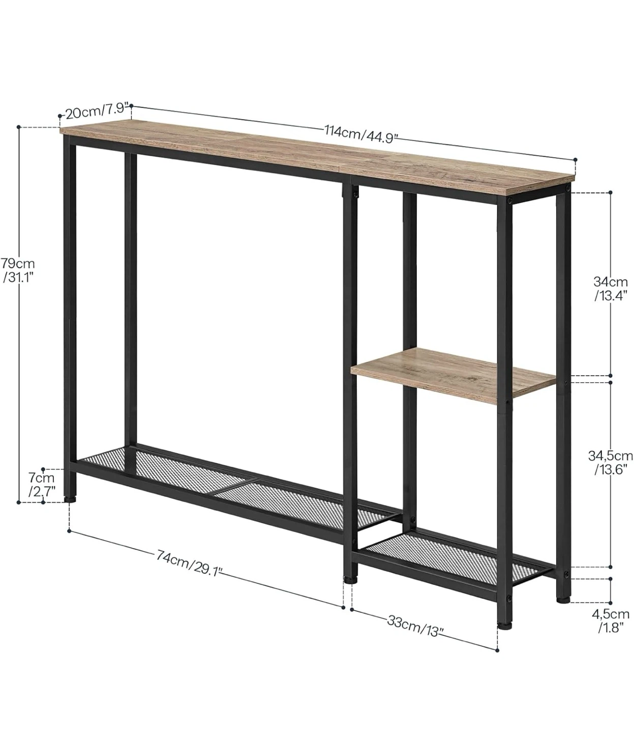 Narrow Console Table 44.9" Grey/Black G01 - photo 2