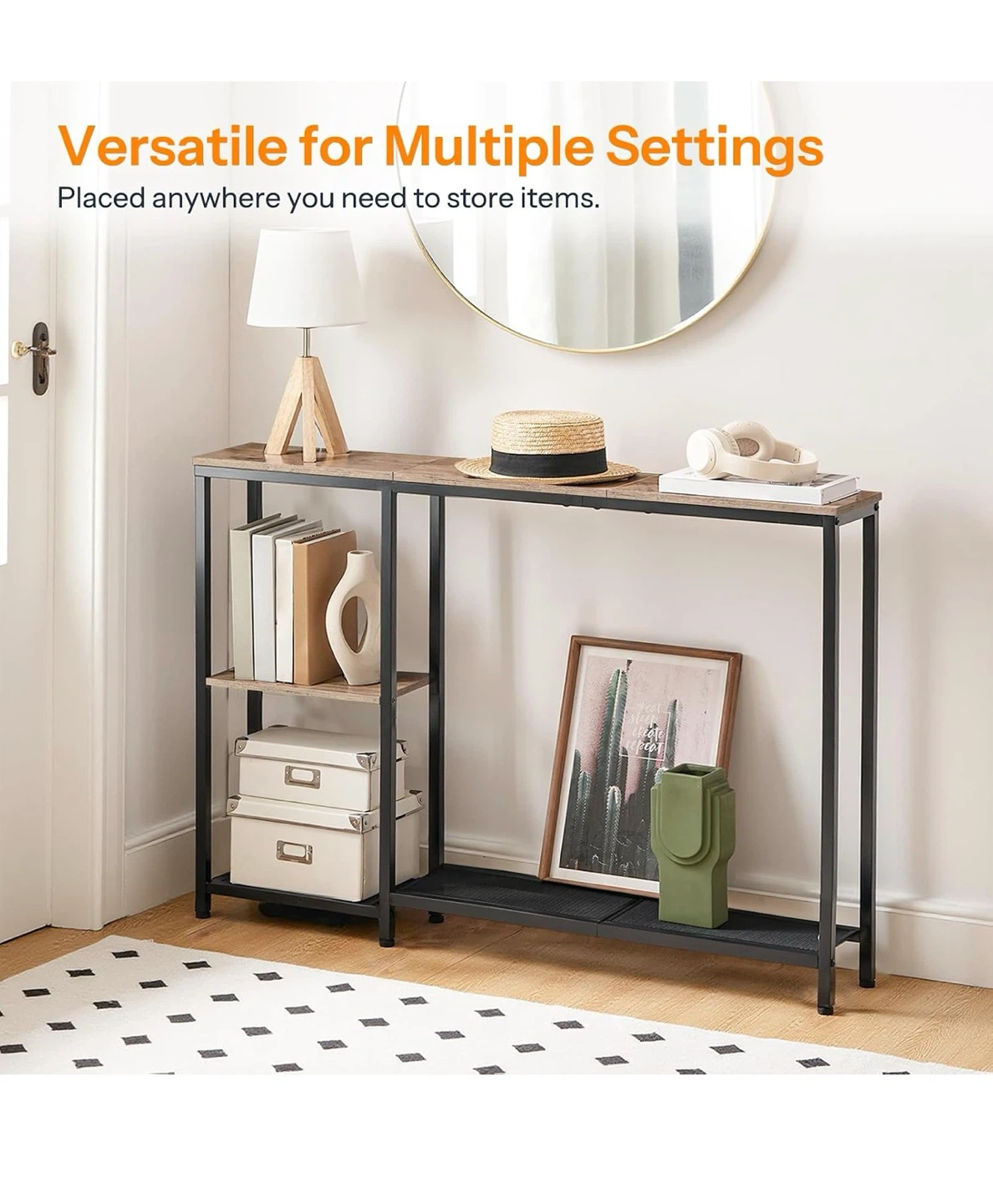 Narrow Console Table 44.9" Grey/Black G01 - photo 4