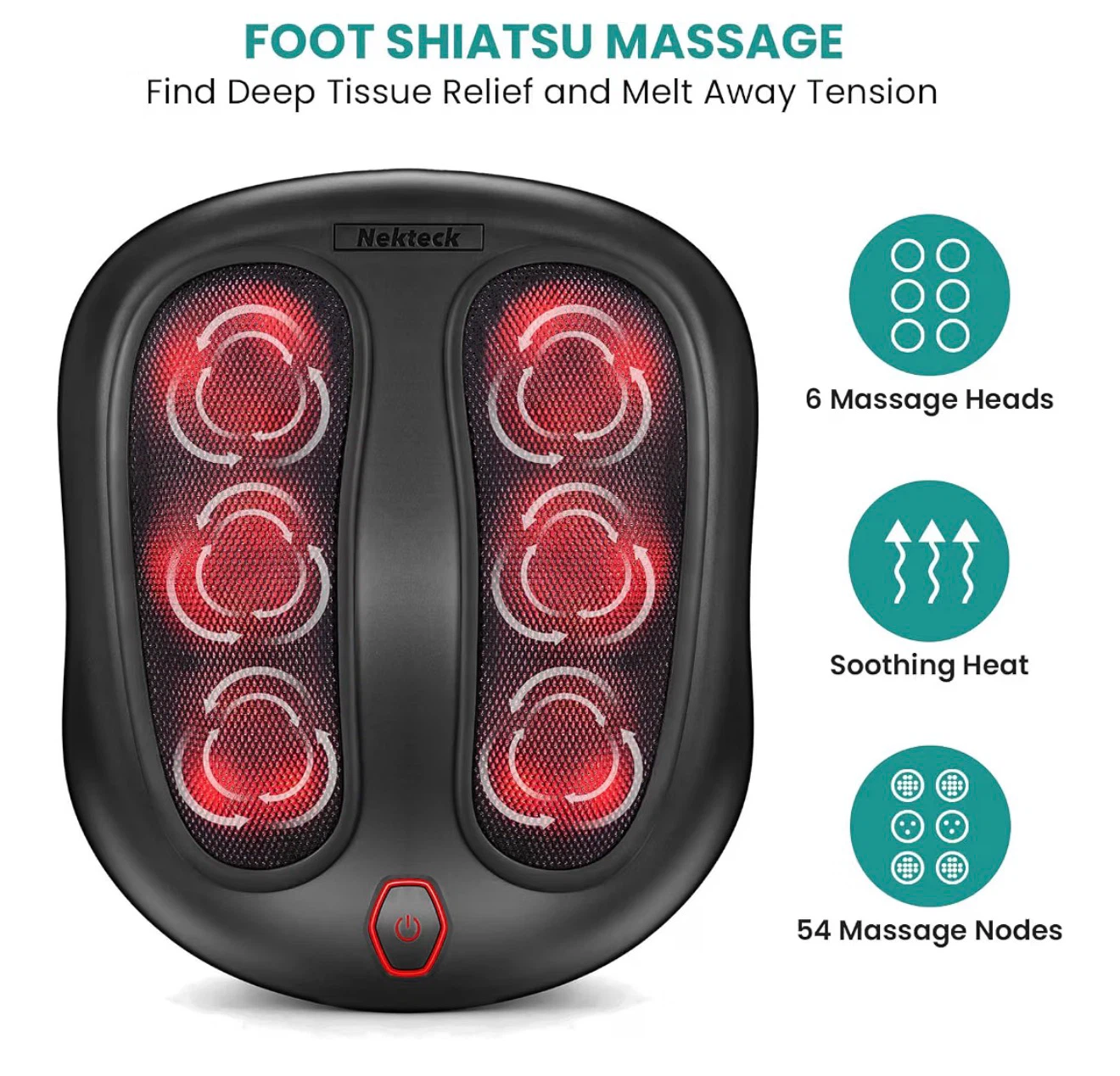 Nekteck Foot Shiatsu Massager with Heat - photo 3